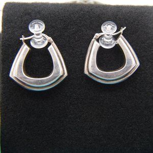 Silver "U" Shape Hoop Earrings (Unknown Metal Content)